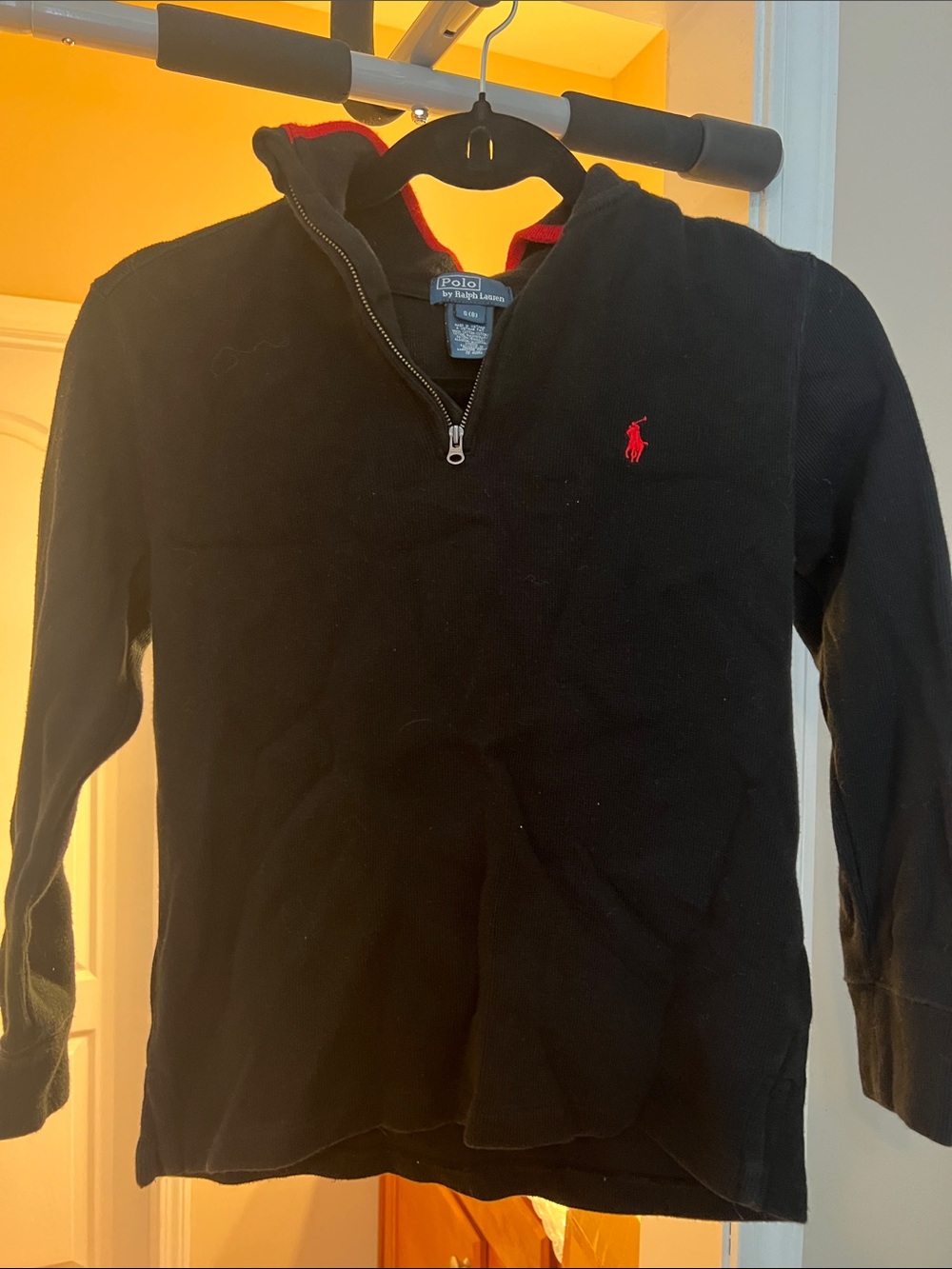 Polo by Ralph Lauren Black Half-Zip Pullover with Red Pony Logo